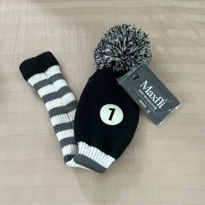 NWT Maxfli knit golf head cover for driver-1 pompom